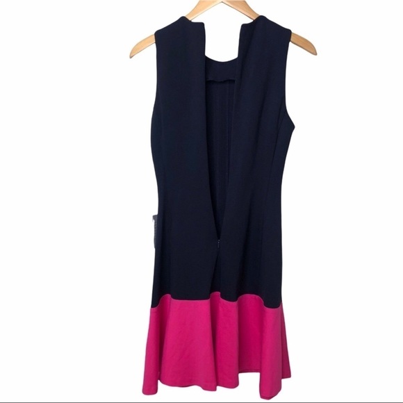 Eliza J Fit & Flare Dress Sleeveless Colorblock Size 4 Navy Blue Pink - Picture 6 of 12